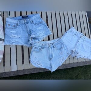Distressed Light Blue Denim Shorts